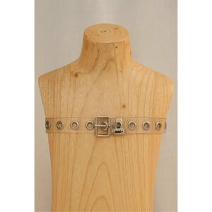 Vintage Y2K MUDD Women's Chunky Clear Grommet Silver Buckle Belt sz S/M 90's Edg